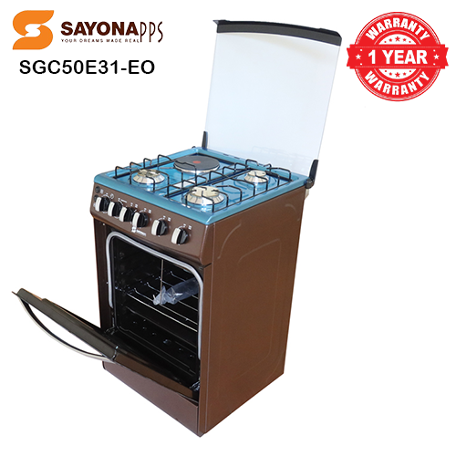 New Arrival Sayona SGC 50E31-EO Free Standing Gas Cooker, 50*55 Size with Electric oven 3 gas burners and 1 electric plate Standing Gas Cookers