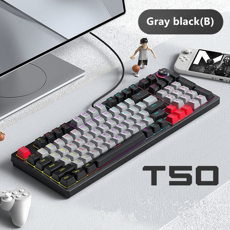 T-WOLF Thunder Wolf T50 real mechanical keyboard game RGB luminous e-sports customized hot-swappable keyboard with knobs