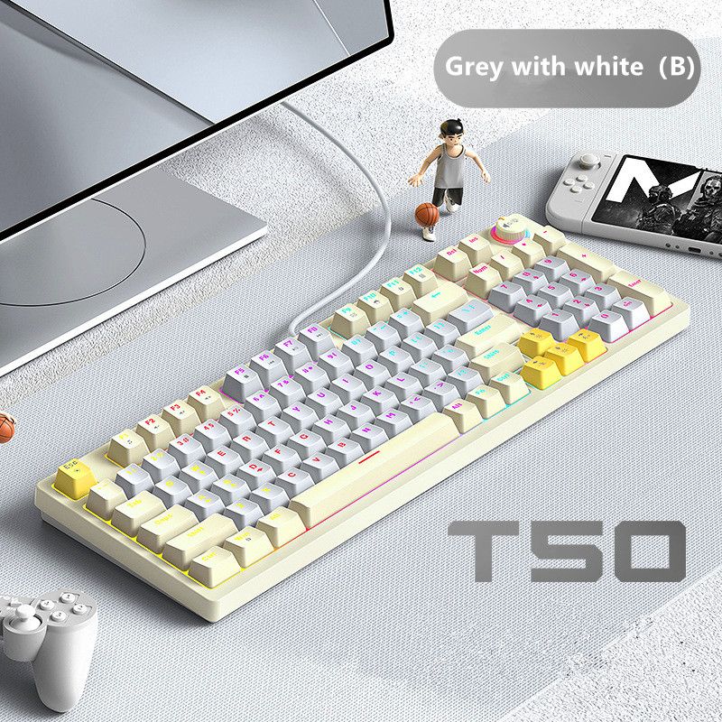 T-WOLF Thunder Wolf T50 real mechanical keyboard game RGB luminous e-sports customized hot-swappable keyboard with knobs