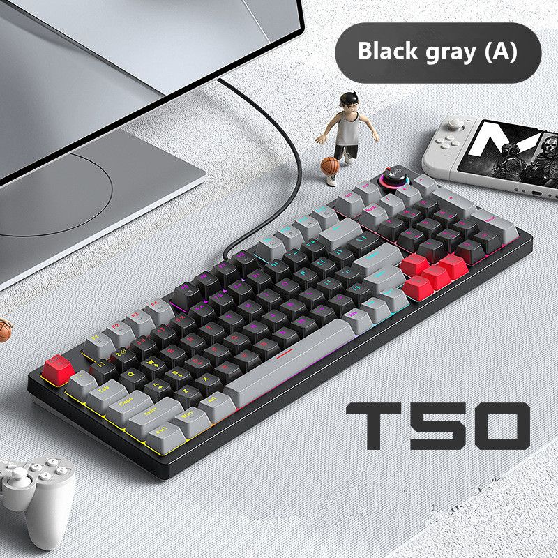 T-WOLF Thunder Wolf T50 real mechanical keyboard game RGB luminous e-sports customized hot-swappable keyboard with knobs