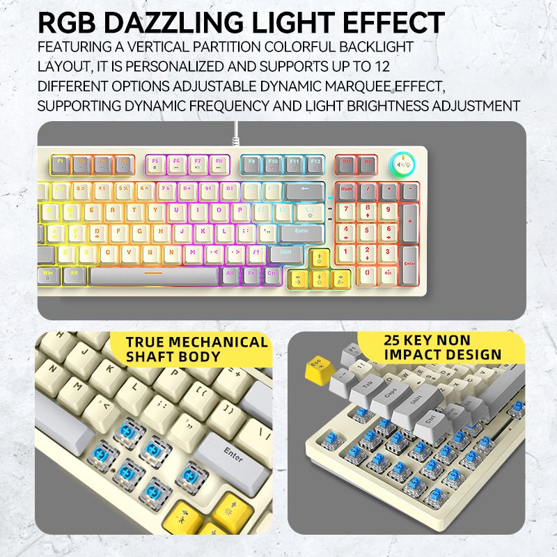 T-WOLF Thunder Wolf T50 real mechanical keyboard game RGB luminous e-sports customized hot-swappable keyboard with knobs
