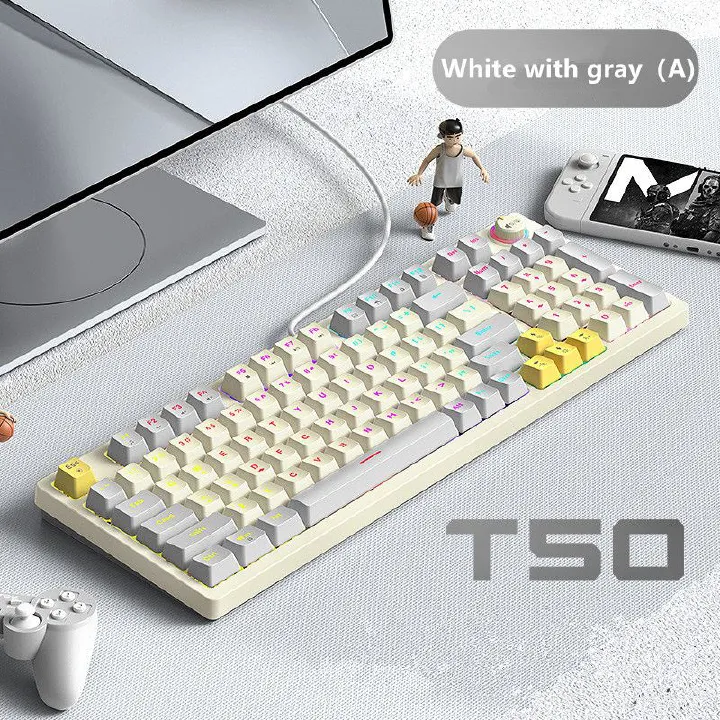 T-WOLF Thunder Wolf T50 real mechanical keyboard game RGB luminous e-sports customized hot-swappable keyboard with knobs