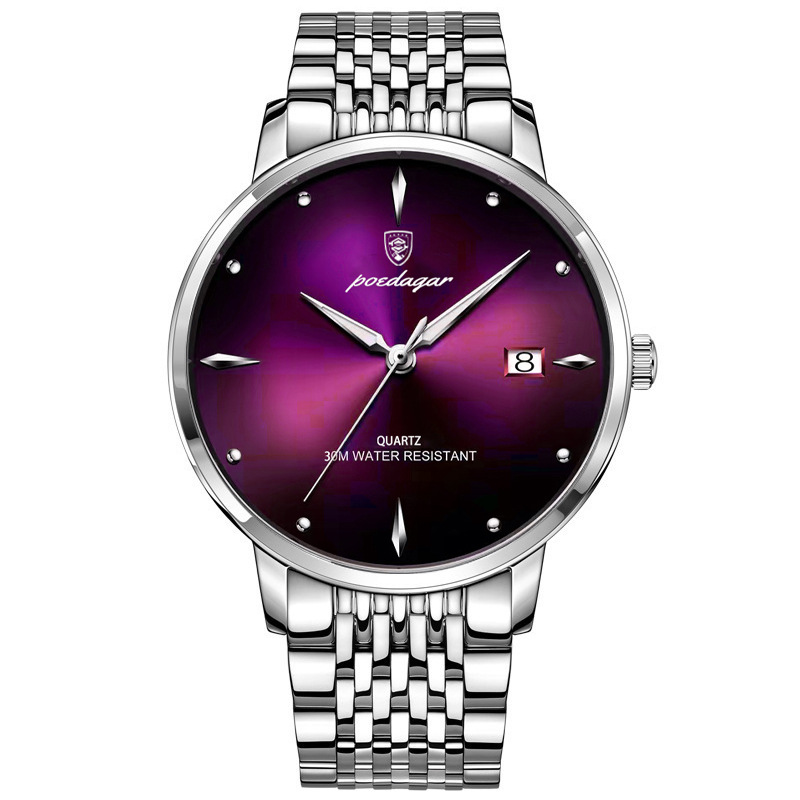 POEDAGAR 868 OEM Stainless Steel Watch Clock New Fashion Men's Watches   30M Waterproof Luminous Watch | Ultra-Thin Quartz Wristwatch with Date Calendar | Classic Casual Dress Watch for Daily Use