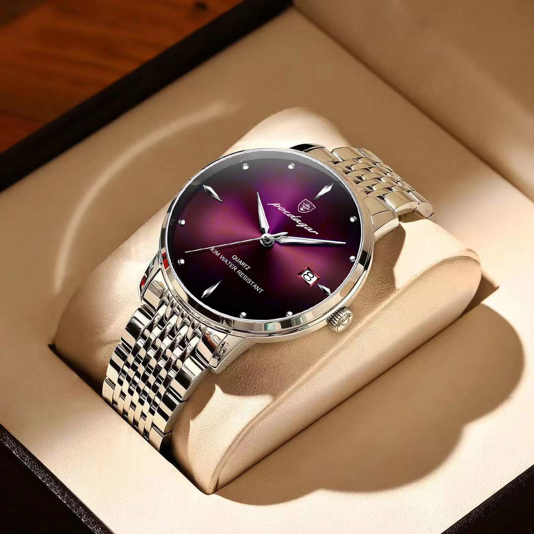 POEDAGAR 868 OEM Stainless Steel Watch Clock New Fashion Men's Watches   30M Waterproof Luminous Watch | Ultra-Thin Quartz Wristwatch with Date Calendar | Classic Casual Dress Watch for Daily Use