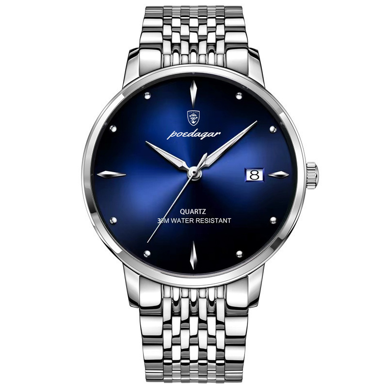POEDAGAR 868 OEM Stainless Steel Watch Clock New Fashion Men's Watches   30M Waterproof Luminous Watch | Ultra-Thin Quartz Wristwatch with Date Calendar | Classic Casual Dress Watch for Daily Use