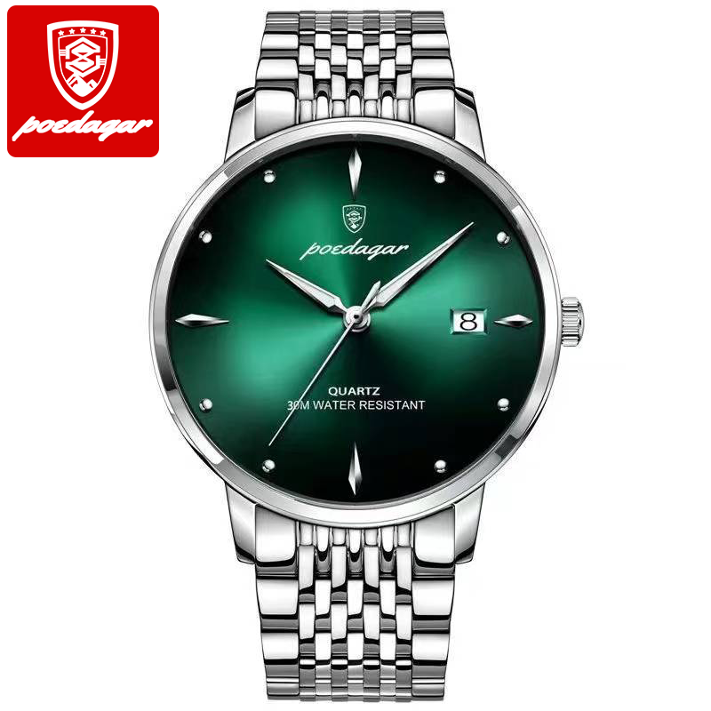 POEDAGAR 868 OEM Stainless Steel Watch Clock New Fashion Men's Watches   30M Waterproof Luminous Watch | Ultra-Thin Quartz Wristwatch with Date Calendar | Classic Casual Dress Watch for Daily Use