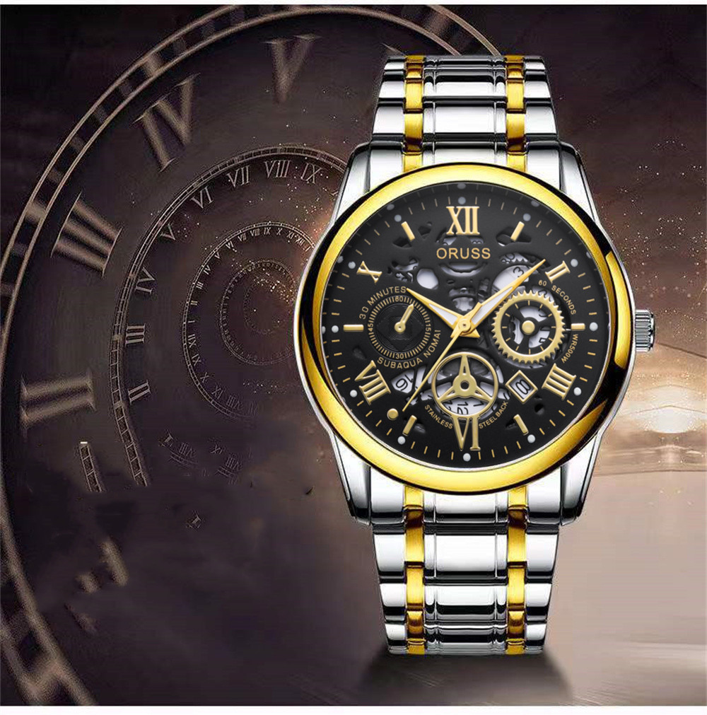 Swiss Brand Men's Automatic Watch, Luminous & Waterproof, High-End Luxury Male Wristwatch with Newly Upgraded Movement