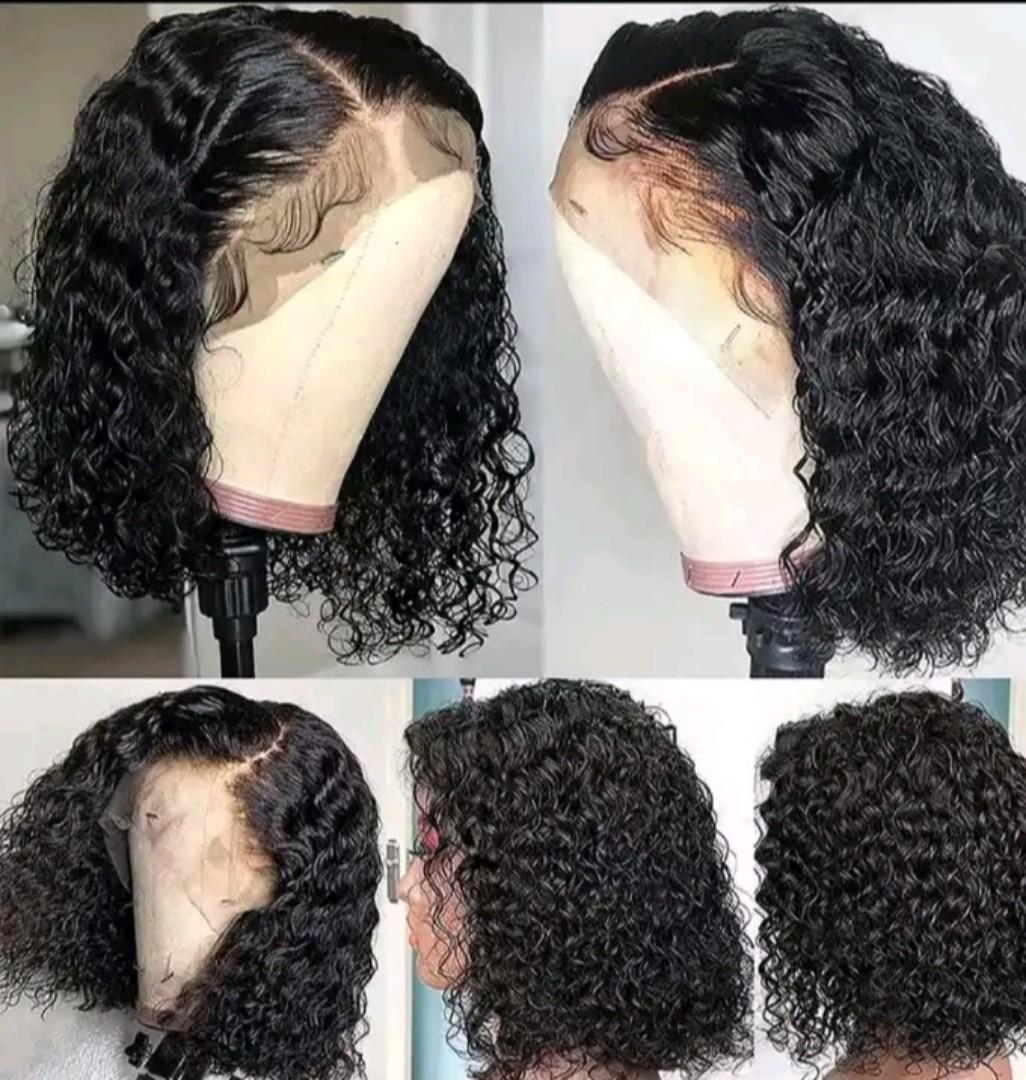 water curl human hair wig