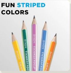 Ticonderoga X13910 Striped Wood-Cased Pencils, 2 HB Soft, Pre-Sharpened – 10 Count, Assorted Colors