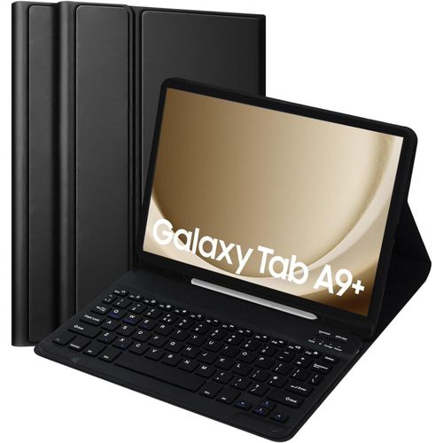 Case With Keyboard For Samsung Galaxy Tab A9+ 11 Inch, UK Layout Keyboard For Samsung A9 Plus Tablet, Slim PU Cover With Wireless Keyboard For Tablet Samsung A9+ Plus