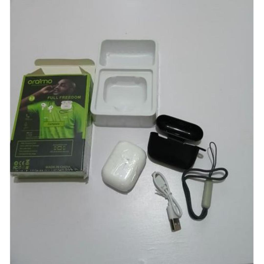 Oraimo Airbuds 5 True Wireless Rich and Immersive Heavy Bass sound Earpods, Airpods, Earbuds, Headphones, Earphones Bluetooth Connection For Android And IOS Comfort Ear fit And Stereo Sound with Free