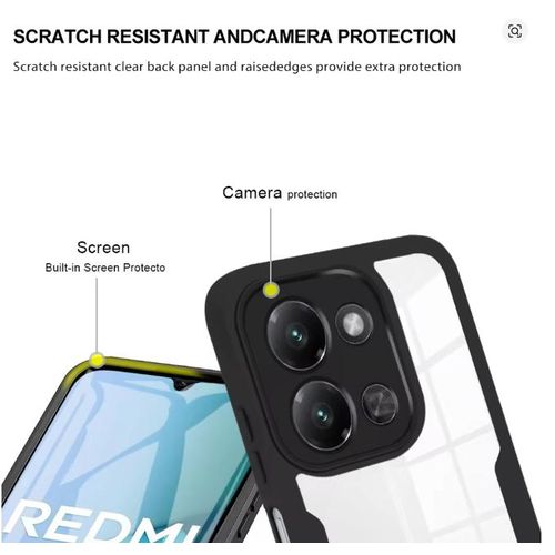 XIAOMI Redmi 15c Transparent, Clear And Colorless With Black Edges Unique And Stylish High Protection Phone Case/ Cover