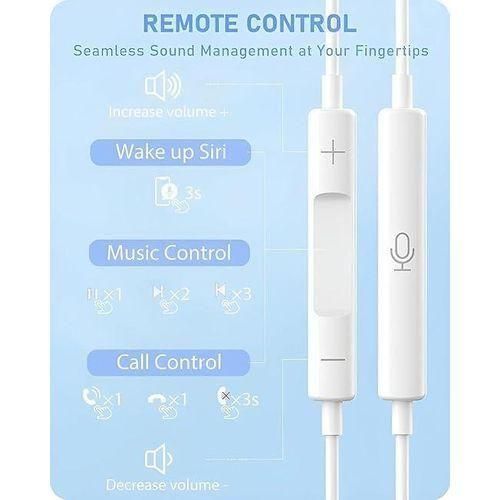Apple USB Type C in-Ear Handsfree Earphone Wired with Microphone, Volume Control & Noise Cancelling Compatible with iPhone 15/15 Plus/15 Pro/15 Pro Max 16/16 promax/17/17 promax  Other type C Devices