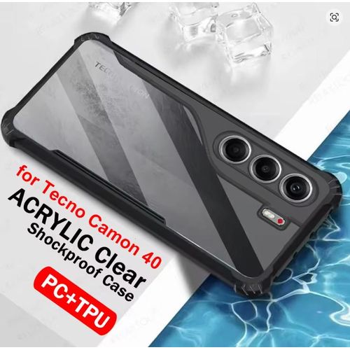 Tecno Camon 40 Transparent, Clear And Colorless With Black Edges Unique And Stylish High Protection Phone Case/ Cover