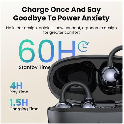 JBL Open Ear Clip On Wireless Bluetooth Earbuds Over Ear Pressure-Free Comfort Earphones - Black