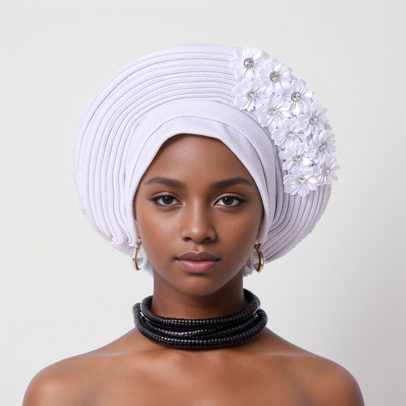 Bonded Heavy Industry Bright Silk Laminated Bandage Hat Wedding Party Aoto Gele Baotou Hat