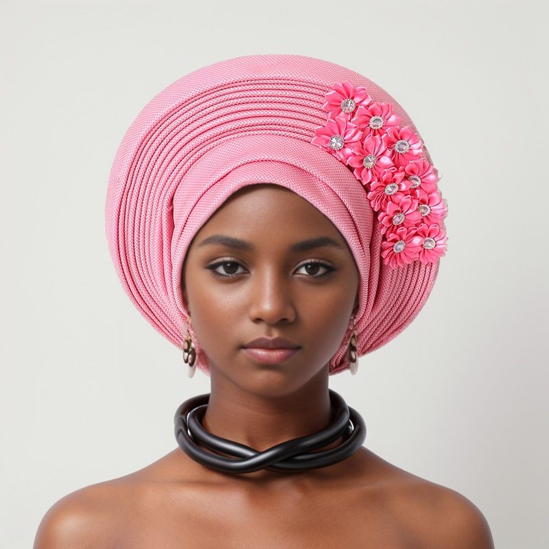 Bonded Heavy Industry Bright Silk Laminated Bandage Hat Wedding Party Aoto Gele Baotou Hat