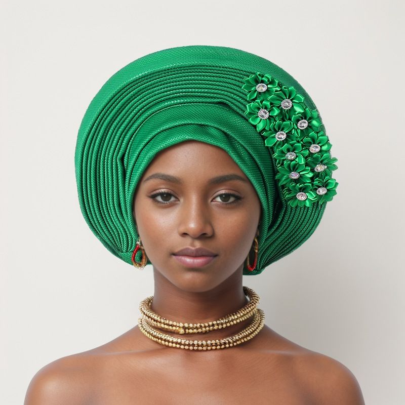 Bonded Heavy Industry Bright Silk Laminated Bandage Hat Wedding Party Aoto Gele Baotou Hat