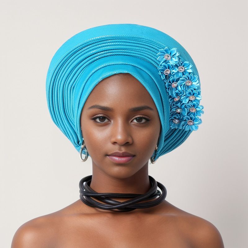 Bonded Heavy Industry Bright Silk Laminated Bandage Hat Wedding Party Aoto Gele Baotou Hat