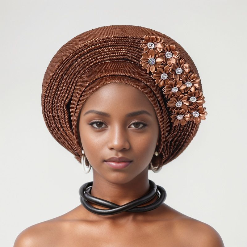 Bonded Heavy Industry Bright Silk Laminated Bandage Hat Wedding Party Aoto Gele Baotou Hat