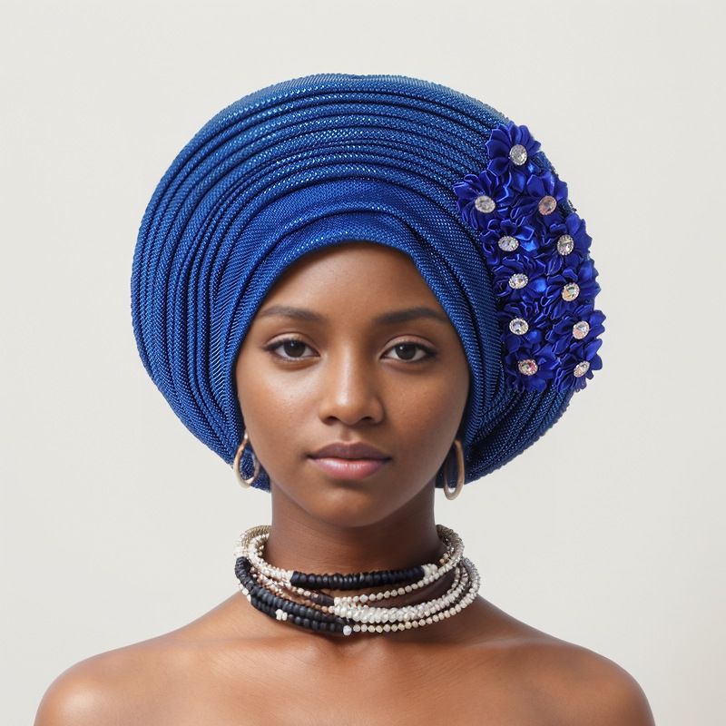 Bonded Heavy Industry Bright Silk Laminated Bandage Hat Wedding Party Aoto Gele Baotou Hat