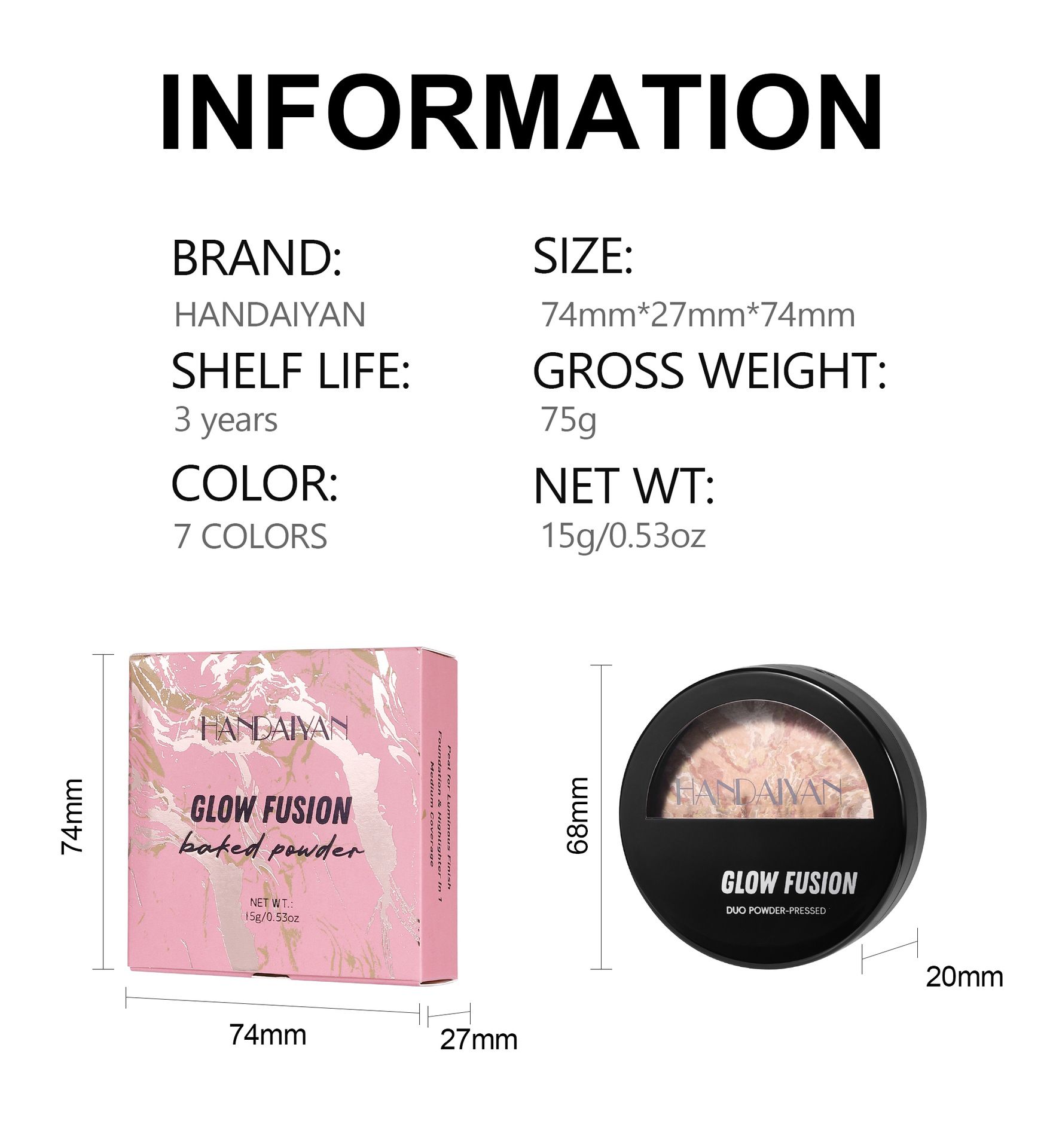 Highlighting Finishing Setting Powder Pearlized Oil Control Baking Powder HANDAIYAN Concealing Powder Setting Powder