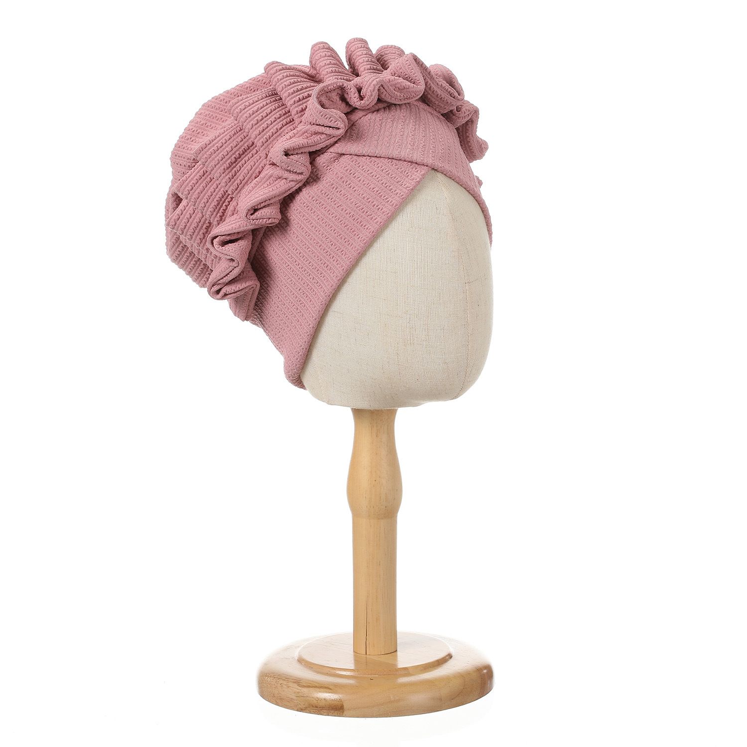 Wrinkled Flower Bud Exquisite Headscarf, Casual, Comfortable, Fashionable, Versatile, Warm, Cross Hat Edge With Folded Lace