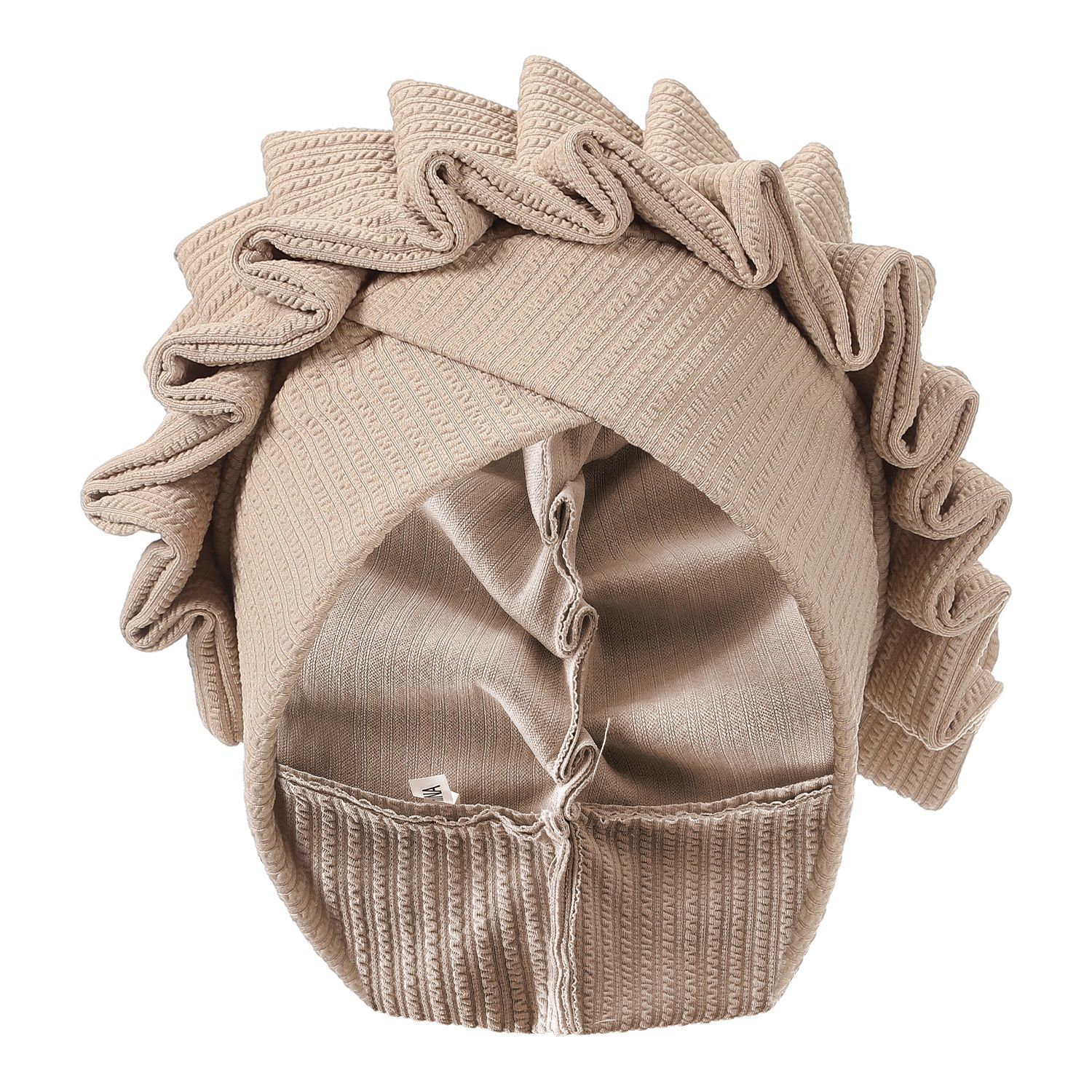 Wrinkled Flower Bud Exquisite Headscarf, Casual, Comfortable, Fashionable, Versatile, Warm, Cross Hat Edge With Folded Lace