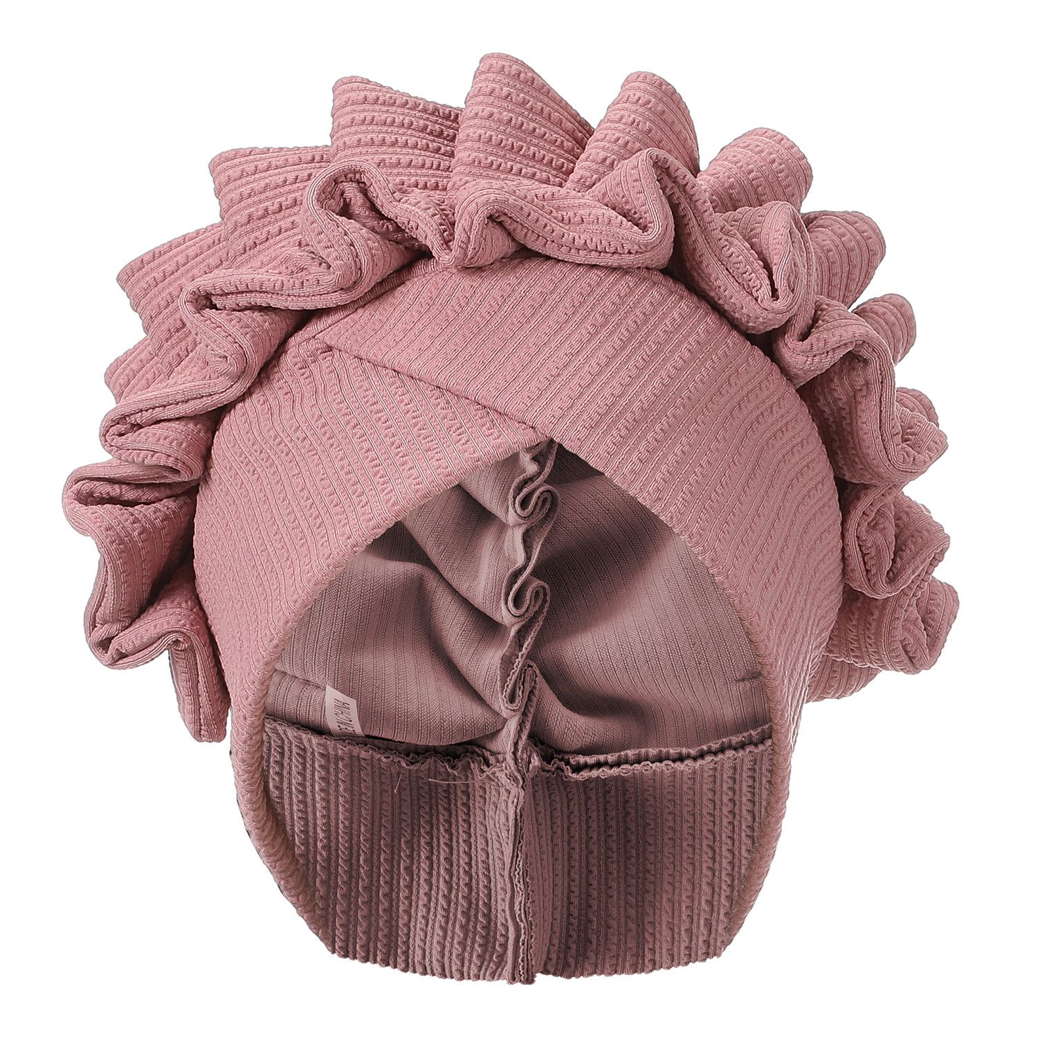 Wrinkled Flower Bud Exquisite Headscarf, Casual, Comfortable, Fashionable, Versatile, Warm, Cross Hat Edge With Folded Lace