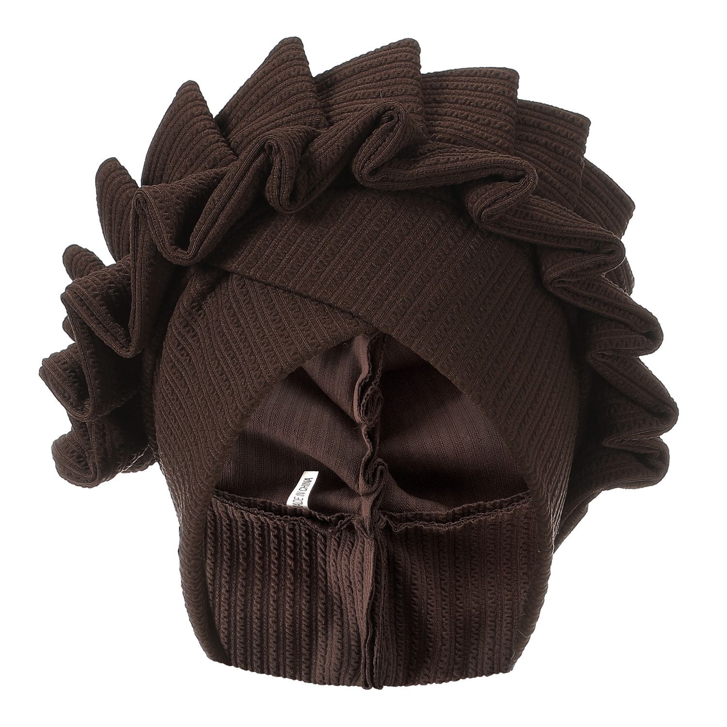 Wrinkled Flower Bud Exquisite Headscarf, Casual, Comfortable, Fashionable, Versatile, Warm, Cross Hat Edge With Folded Lace