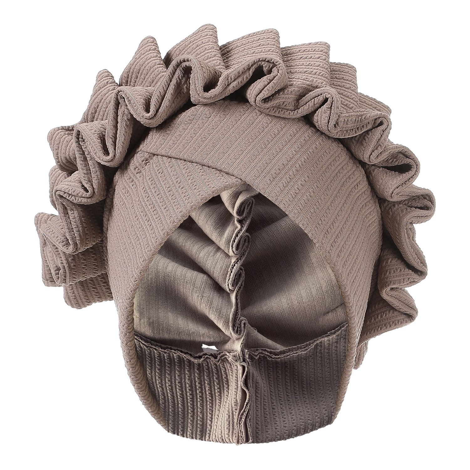 Wrinkled Flower Bud Exquisite Headscarf, Casual, Comfortable, Fashionable, Versatile, Warm, Cross Hat Edge With Folded Lace