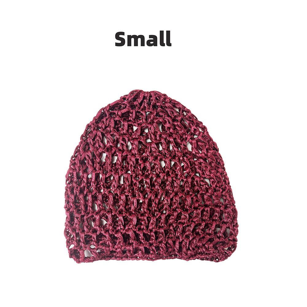 Hand Woven Nightcap, Wig, Mesh Pocket, Solid Color, Fashionable Knitted Hollow Yarn Hat