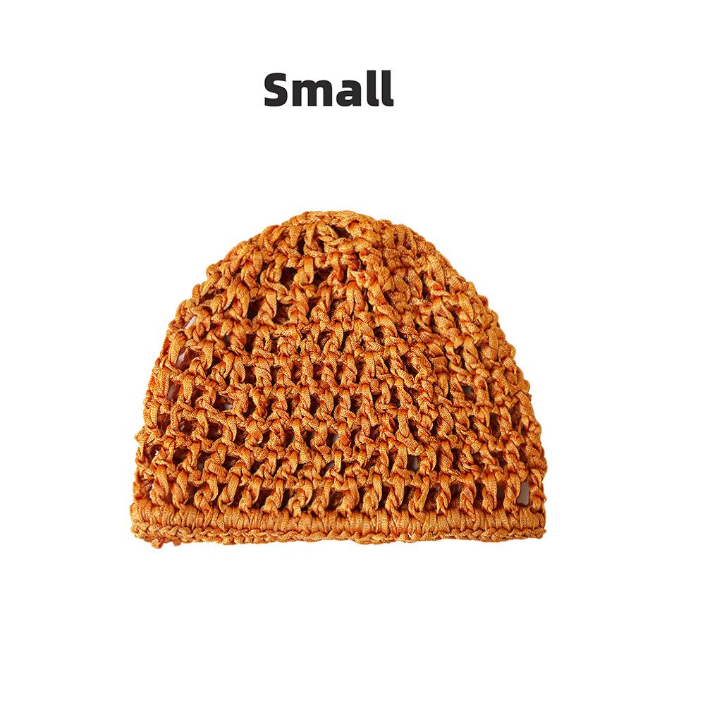 Hand Woven Nightcap, Wig, Mesh Pocket, Solid Color, Fashionable Knitted Hollow Yarn Hat