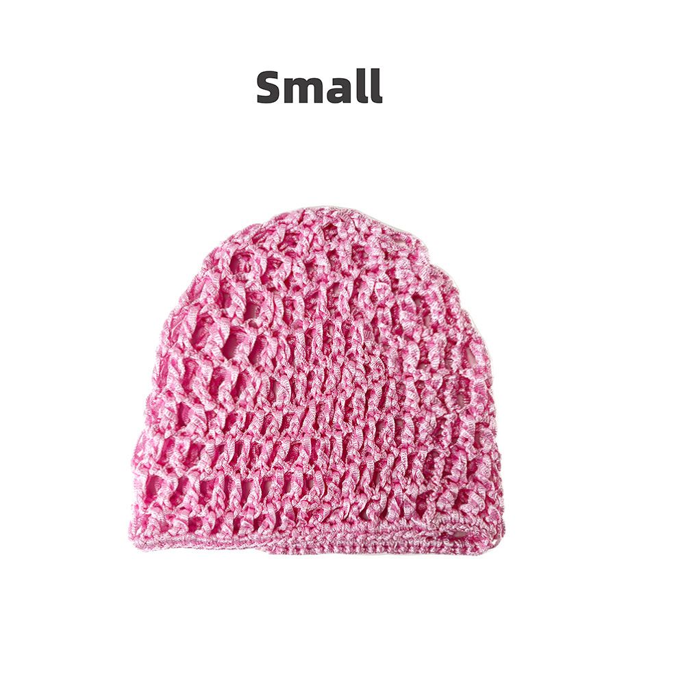 Hand Woven Nightcap, Wig, Mesh Pocket, Solid Color, Fashionable Knitted Hollow Yarn Hat