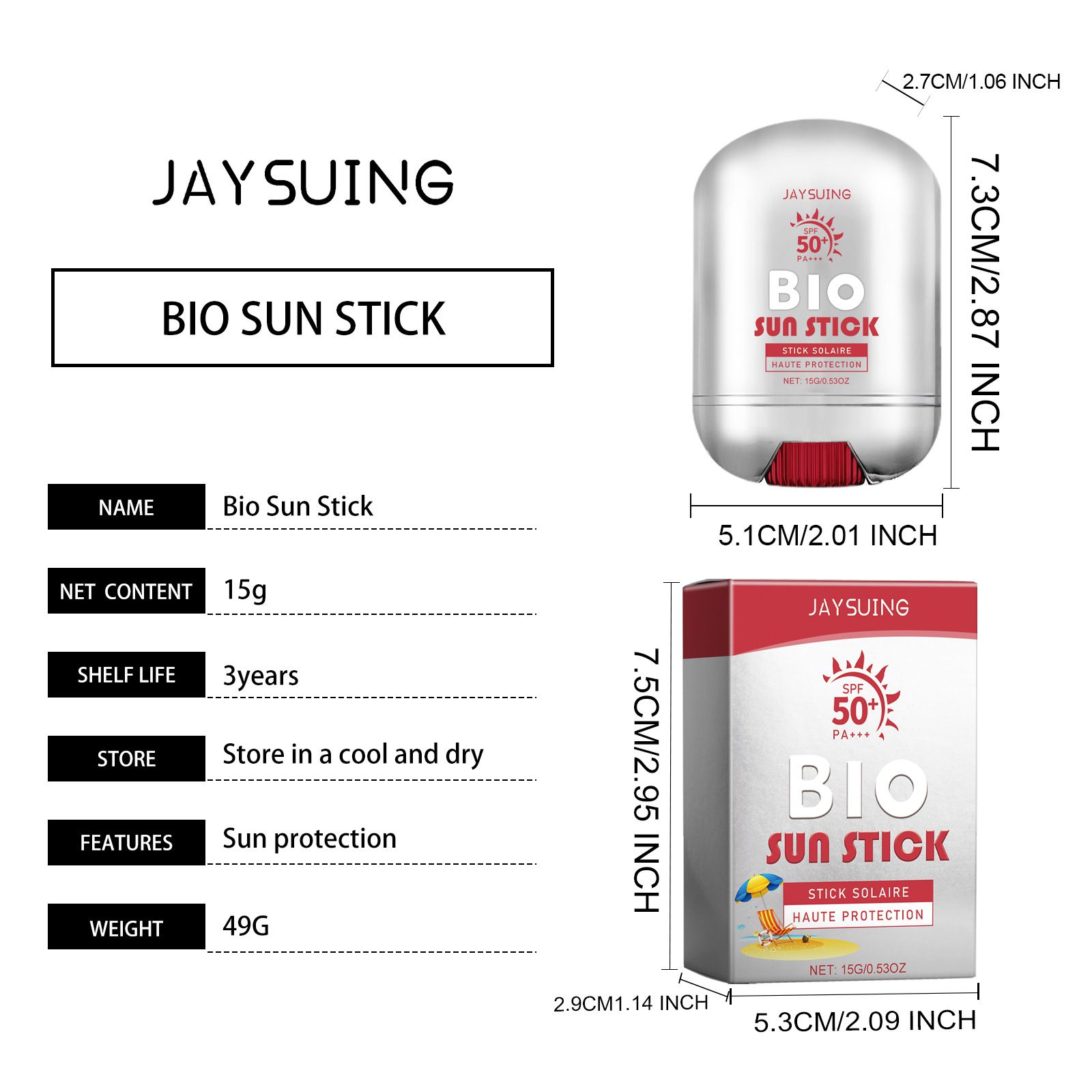 JAYSUING - Hot Selling UV Sunscreen Stick SPF50 for Moisturizing Skin Sunscreen Stick
