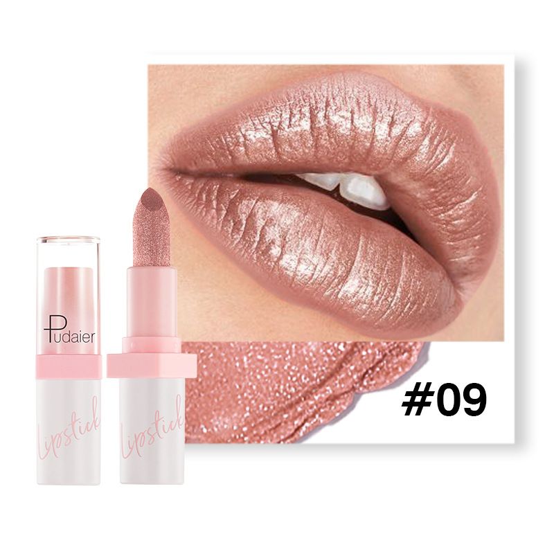 Pudaier - Metallic Pearl Lipstick Sparkling Lip Gloss 10 Color Lip Gloss