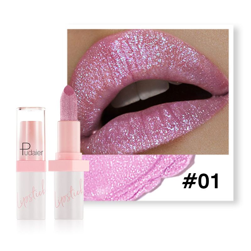 Pudaier - Metallic Pearl Lipstick Sparkling Lip Gloss 10 Color Lip Gloss