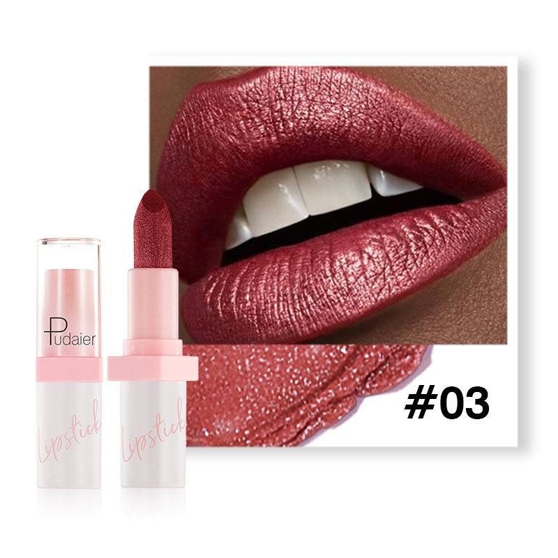 Pudaier - Metallic Pearl Lipstick Sparkling Lip Gloss 10 Color Lip Gloss