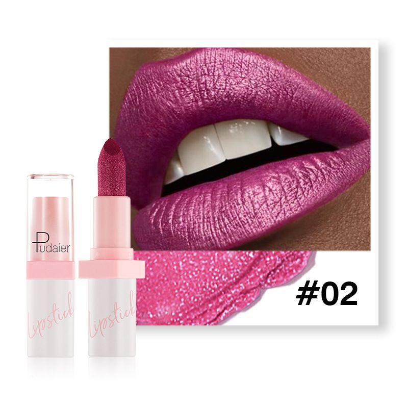 Pudaier - Metallic Pearl Lipstick Sparkling Lip Gloss 10 Color Lip Gloss