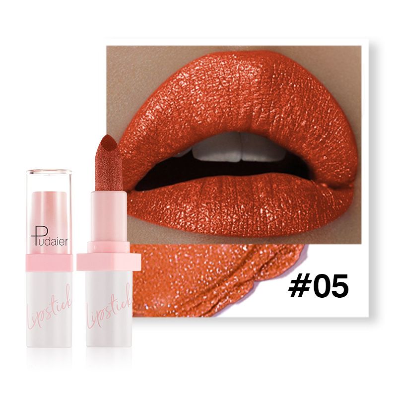 Pudaier - Metallic Pearl Lipstick Sparkling Lip Gloss 10 Color Lip Gloss