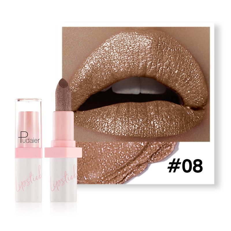 Pudaier - Metallic Pearl Lipstick Sparkling Lip Gloss 10 Color Lip Gloss