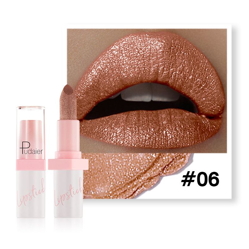 Pudaier - Metallic Pearl Lipstick Sparkling Lip Gloss 10 Color Lip Gloss