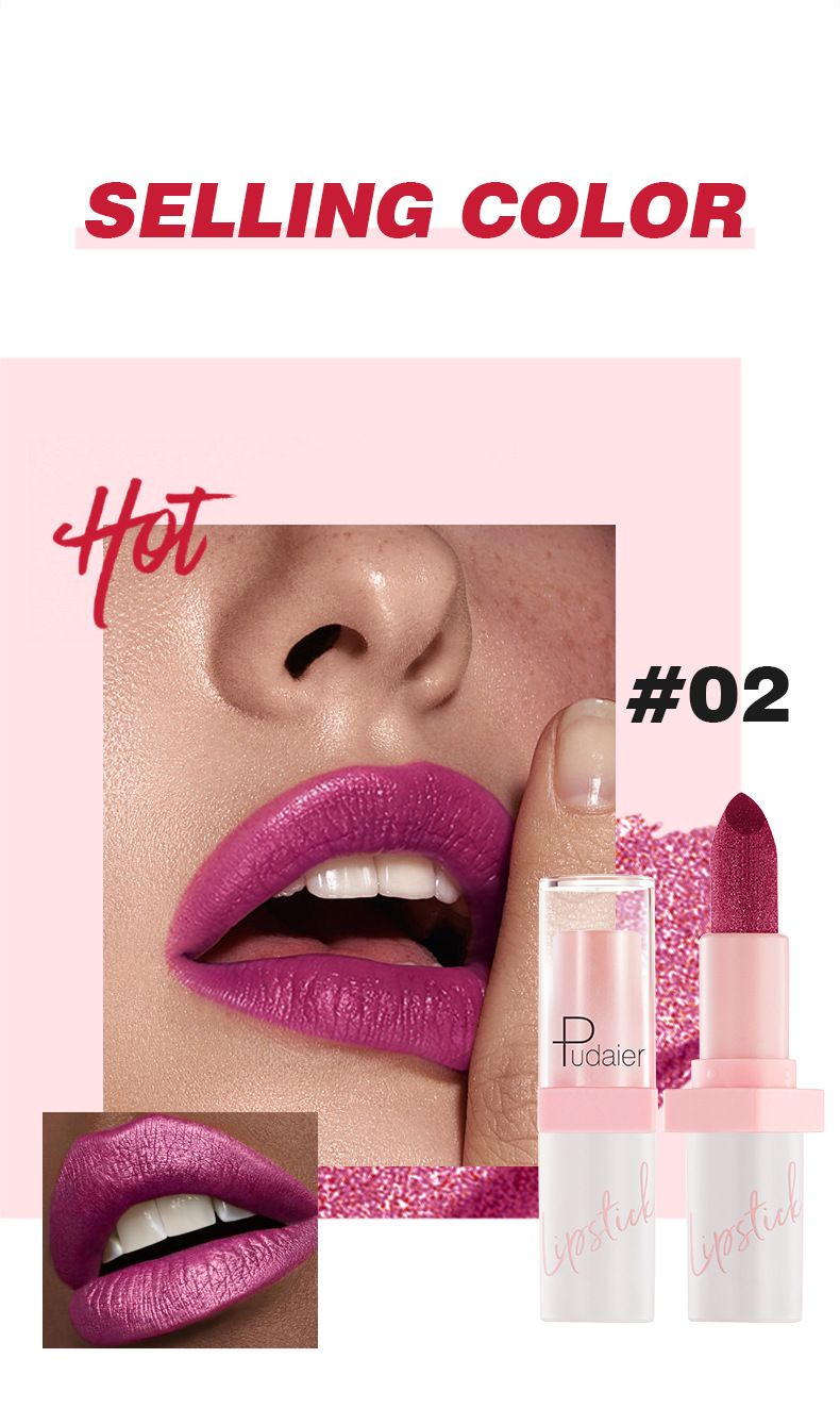 Pudaier - Metallic Pearl Lipstick Sparkling Lip Gloss 10 Color Lip Gloss