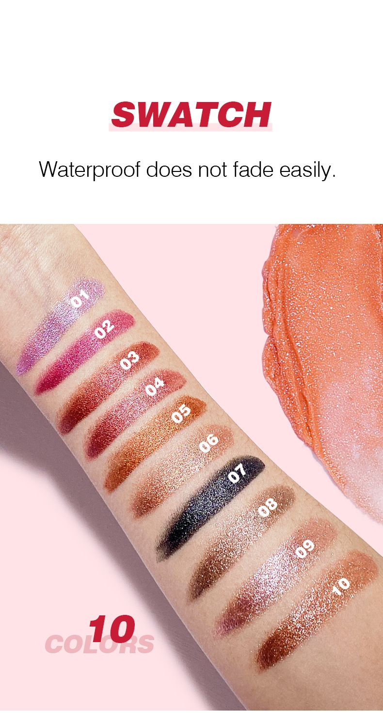 Pudaier - Metallic Pearl Lipstick Sparkling Lip Gloss 10 Color Lip Gloss