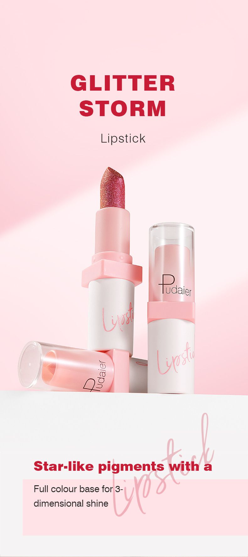 Pudaier - Metallic Pearl Lipstick Sparkling Lip Gloss 10 Color Lip Gloss
