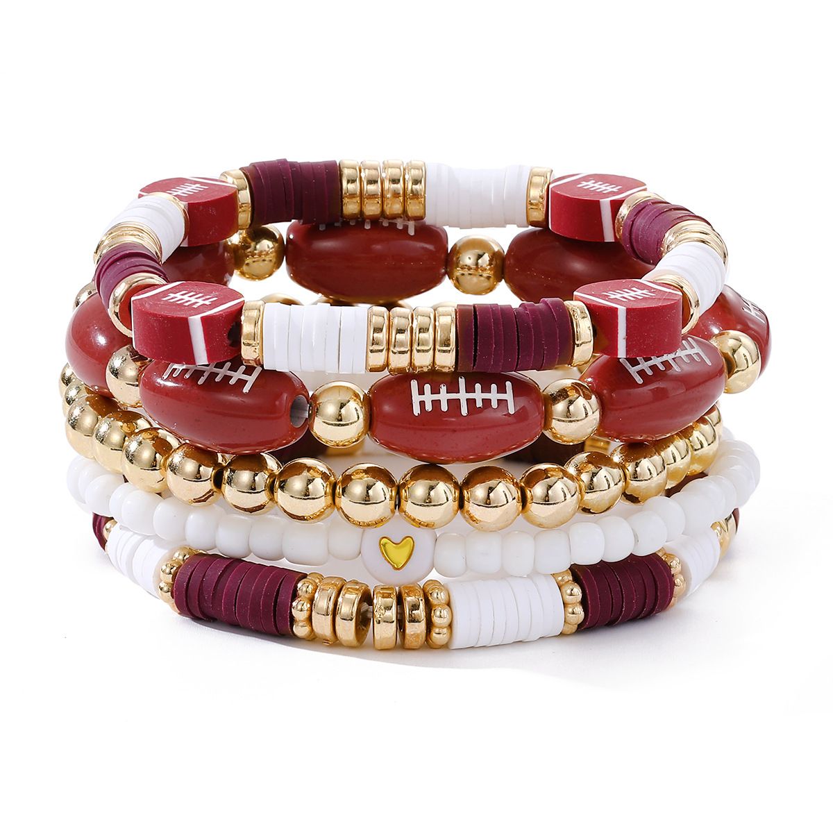 Rugby Set Bracelet, Personalized Letter Bead, Niche Multi-Layer Stacked Soft Ceramic Bracelet