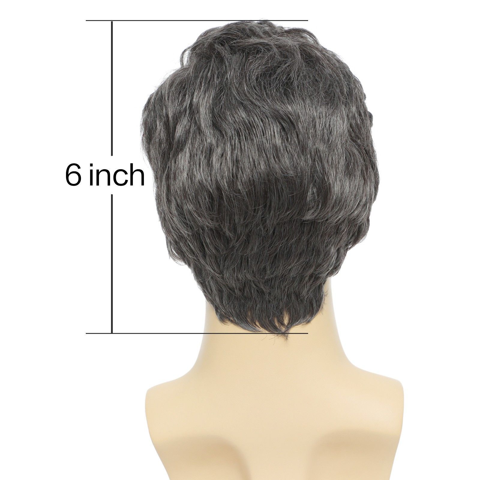 Men's Wig Gray Layered Natural Wig Headband High Temperature Silk Wig
