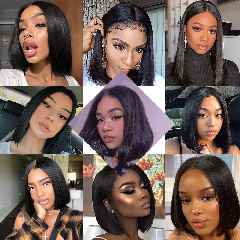 Short Human Hair Wigs With Lace Front Wig And Head Cover