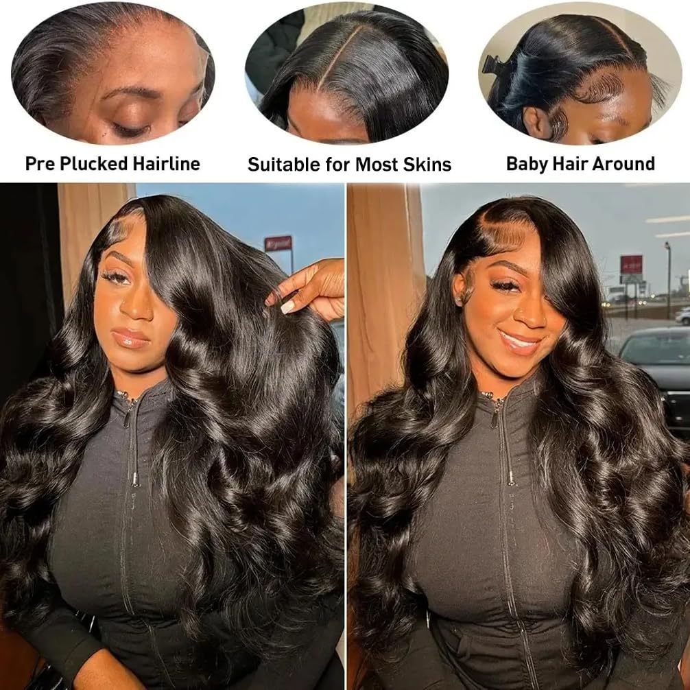 Wig Women's Black Big Wave Long Curled Hair Front Lace Real Hair Hoodie