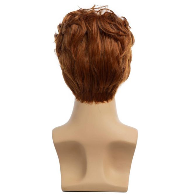 Wig For Men Orange Color Short Curly Hair Synthetic Headband Men's Fashionable Wig